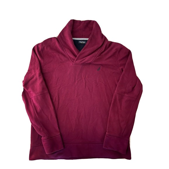Nautica Other - Vintage NAUTICA Shawl Collar Sweatshirt Burgundy (L)
